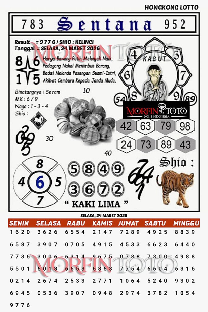 SYAIR TOGEL SENTANA  HONGKONG LOTTO 24 MARET 2026