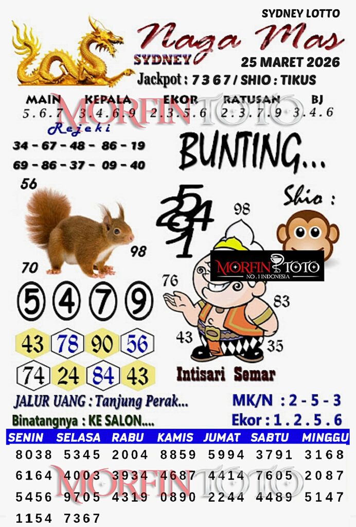 SYAIR TOGEL NAGA MAS SYDNEY LOTTO 25 MARET 2026