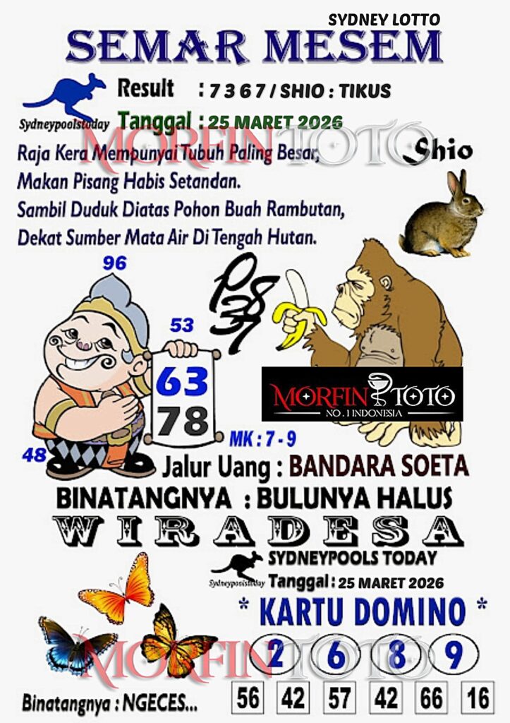 SYAIR TOGEL SEMAR MESEM SYDNEY LOTTO 25 MARET 2026