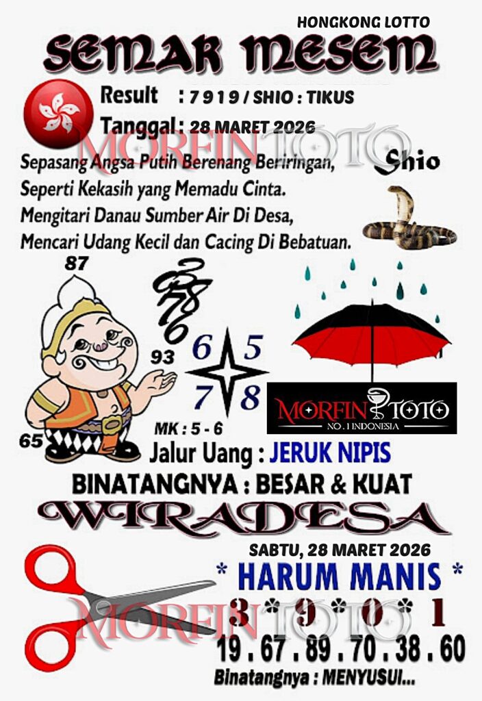 SYAIR TOGEL SEMAR MESEM  HONGKONG LOTTO 28 MARET 2026