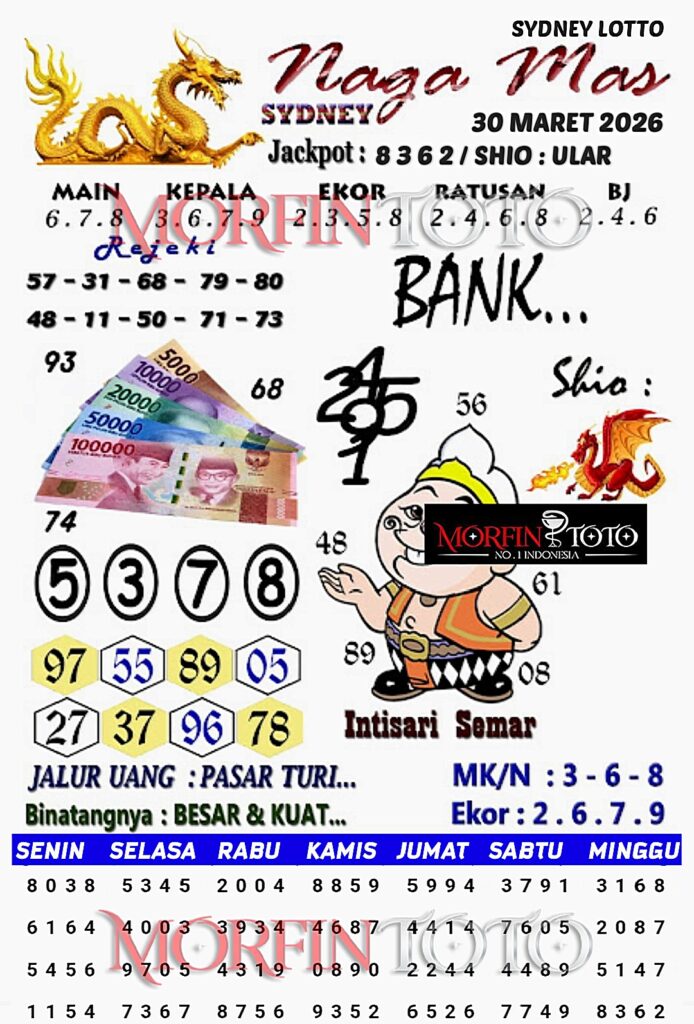 SYAIR TOGEL NAGA MAS SYDNEY LOTTO 30 MARET 2026