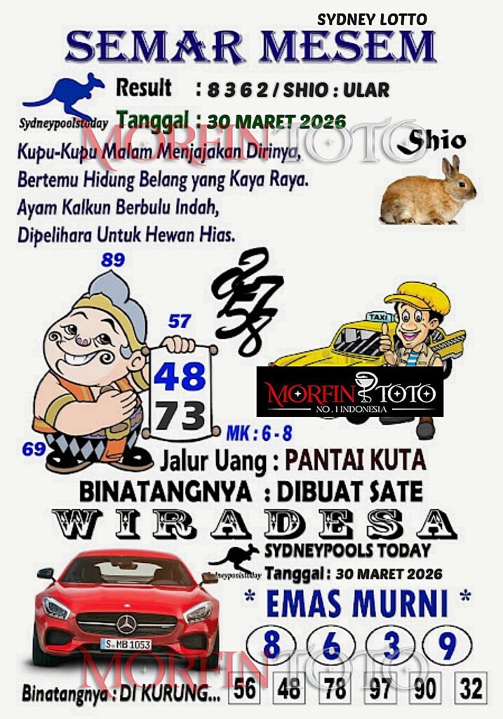SYAIR TOGEL SEMAR MESEM SYDNEY LOTTO 30 MARET 2026