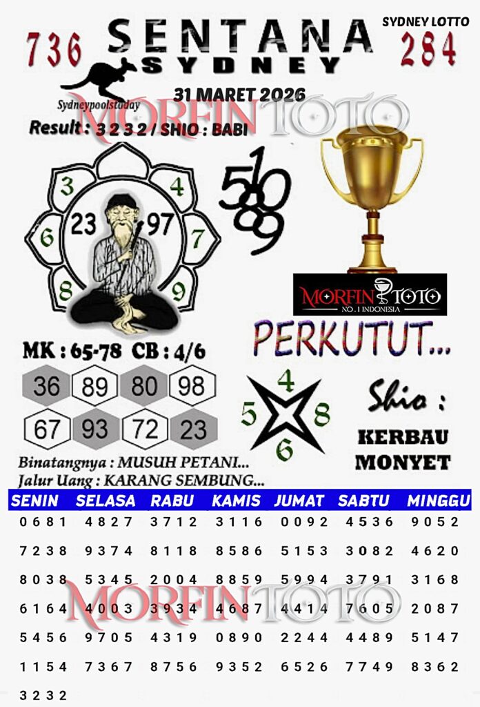 SYAIR TOGEL SENTANA SYDNEY LOTTO 31 MARET 2026