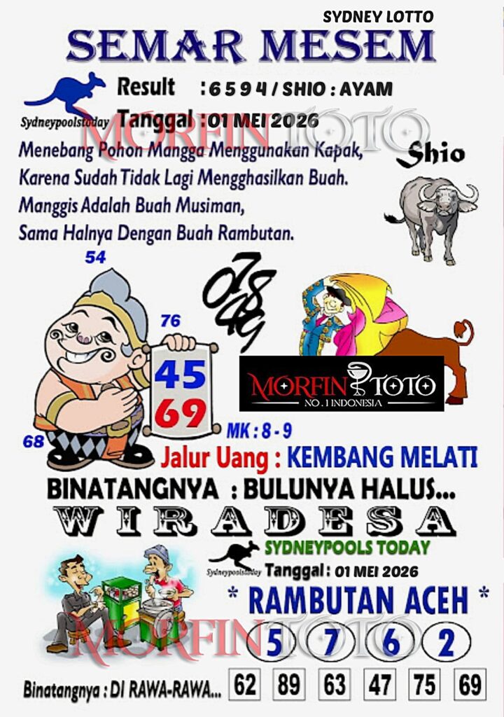 SYAIR TOGEL SEMAR MESEM SYDNEY LOTTO 01 MEI 2026