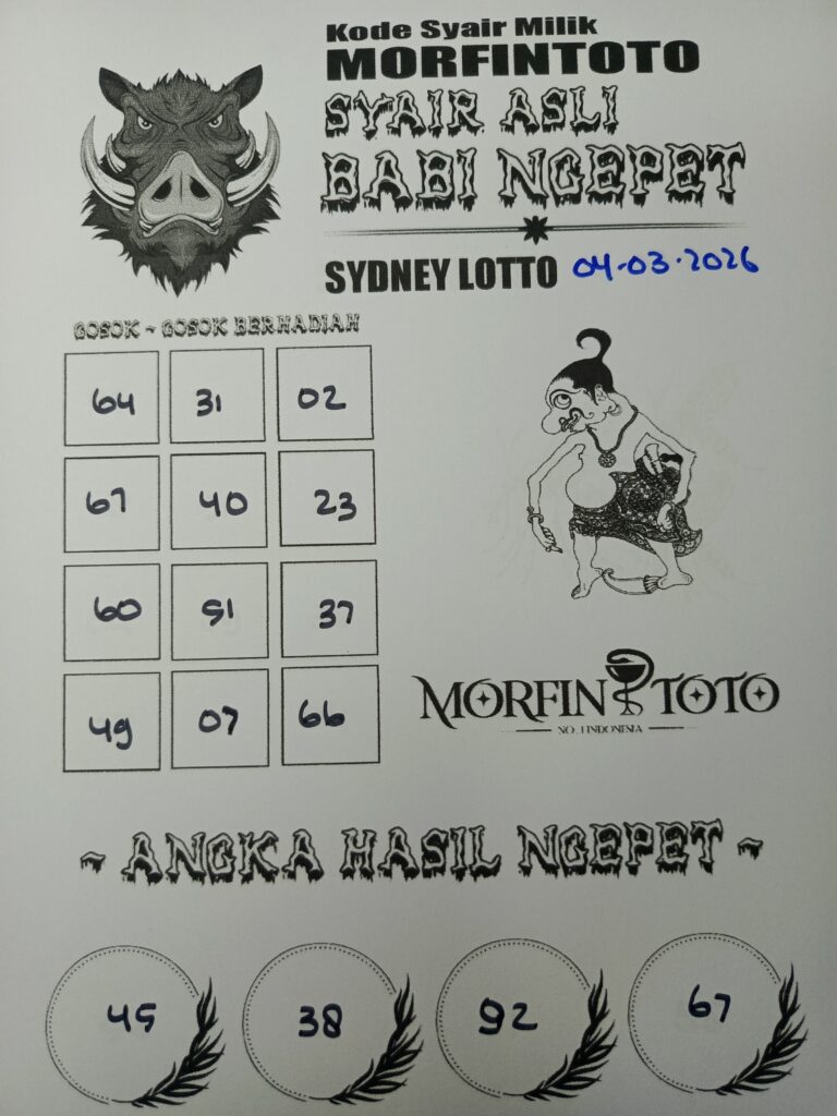 SYAIR TOGEL BABI NGEPET SYDNEY LOTTO 04 MARET 2046