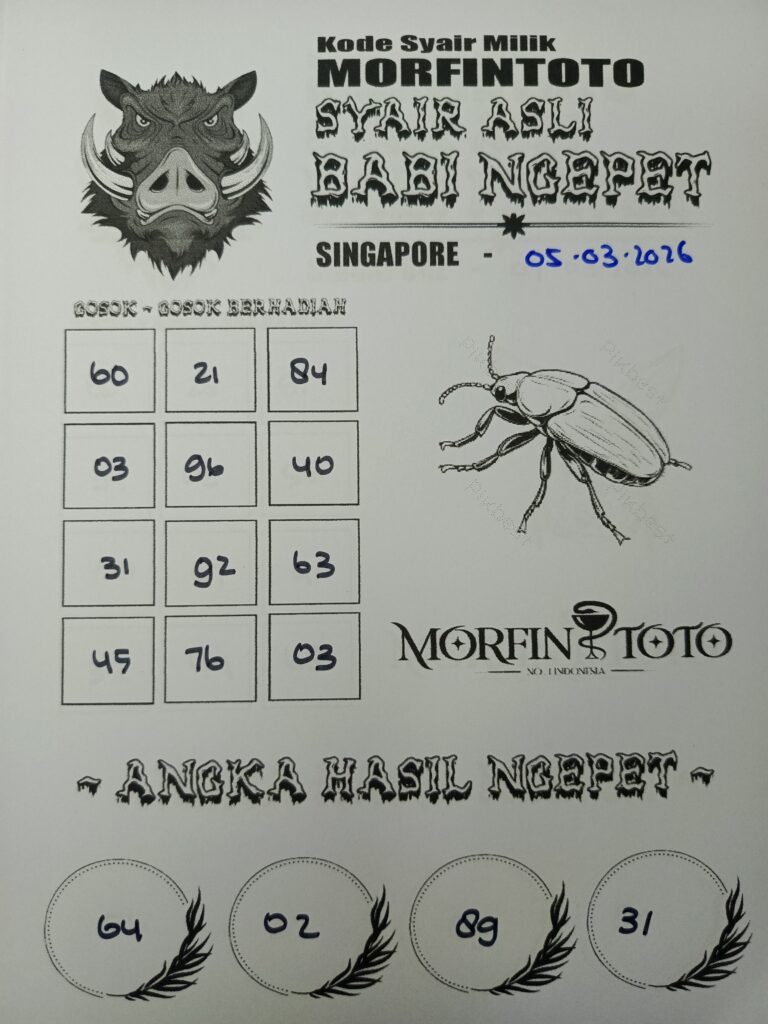 SYAIR TOGEL SINGAPORE BABI NGEPET 05 MARET 2026