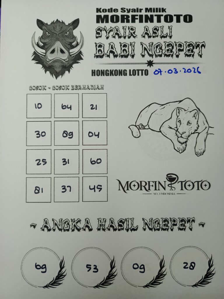 SYAIR TOGEL BABI NGEPET HONGKONG LOTTO 07 MARET 2026