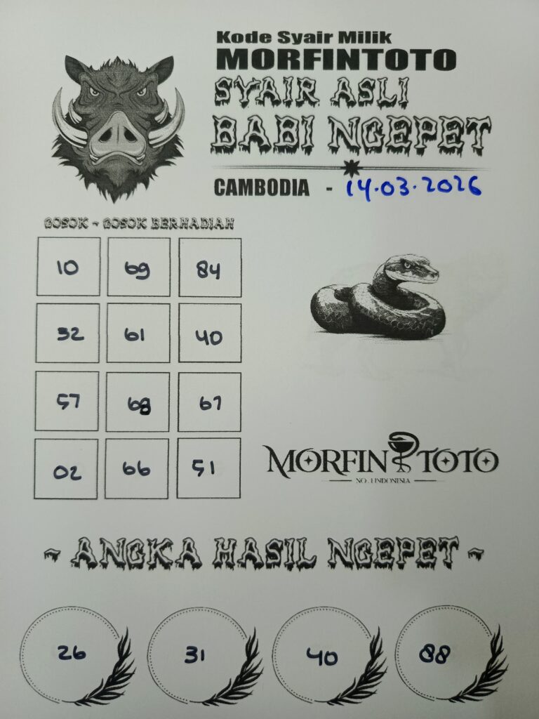SYAIR TOGEL BABI NGEPET CAMBODIA 14 MARET 2026