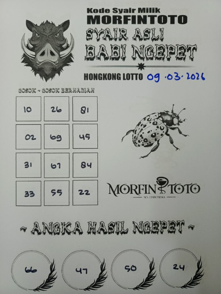 SYAIR TOGEL BABI NGEPET HONGKONG LOTTO 09 MARET 2026