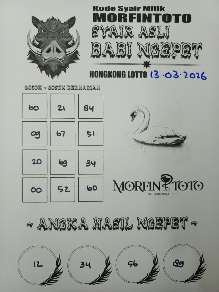 SYAIR TOGEL BABI NGEPET HONGKONG LOTTO 13 MARET 2026