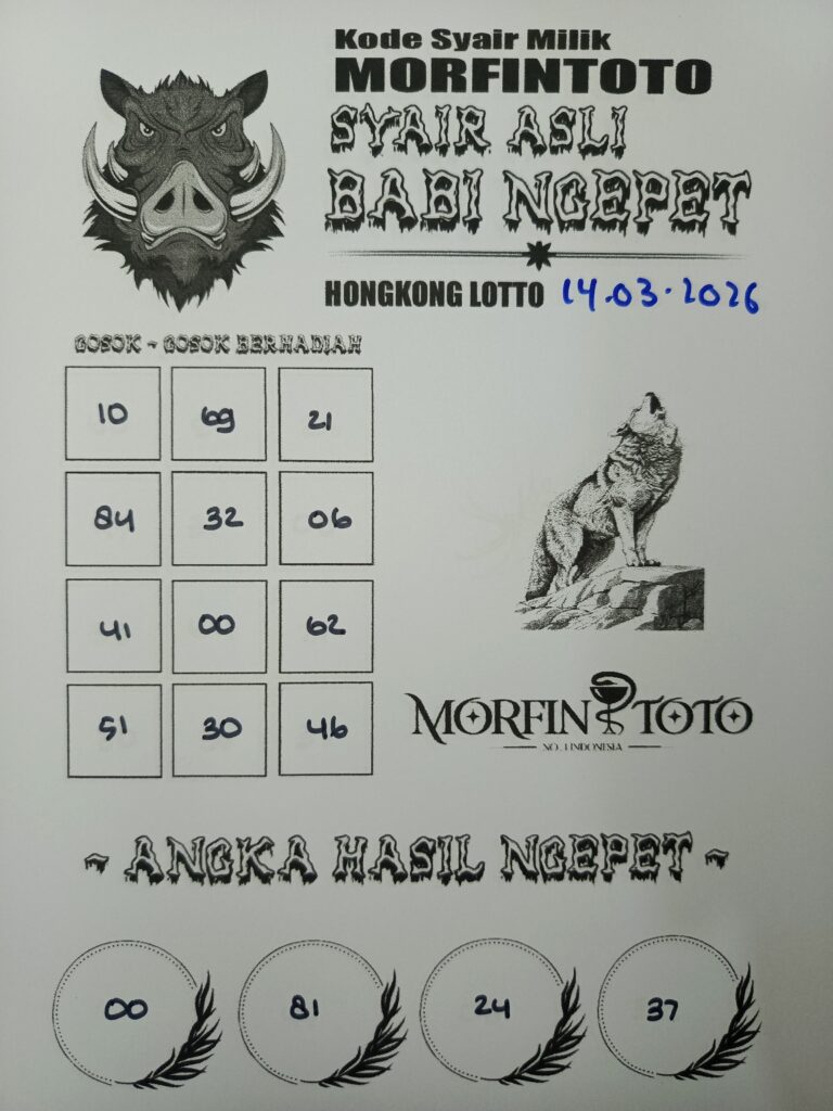 SYAIR TOGEL BABI NGEPET HONGKONG LOTTO 14 MARET 2026