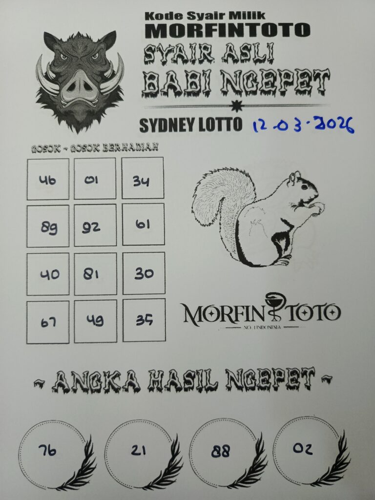 SYAIR TOGEL BABI NGEPET SYDNEY LOTTO 12 MARET 2026
