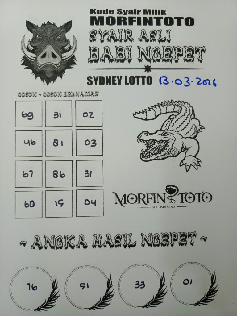 SYAIR TOGEL BABI NGEPET SYDNEY LOTTO 13 MARET 2026