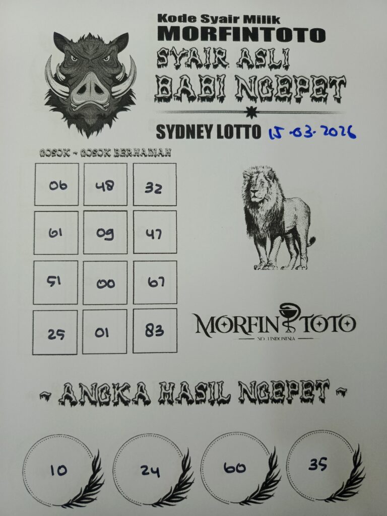 SYAIR TOGEL BABI NGEPET SYDNEY LOTTO 15 MARET 2026