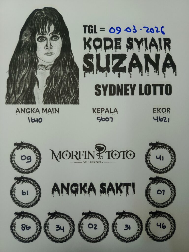 SYAIR TOGEL SUZANA SYDNEY LOTTO 09 MARET 2026