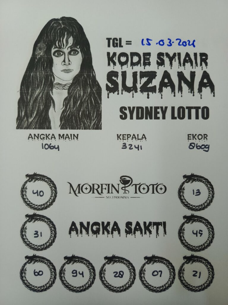 SYAIR TOGEL SUZANA SYDNEY LOTTO 15 MARET 2026