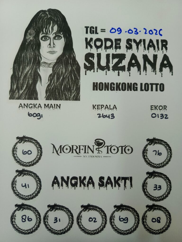 SYAIR TOGEL SUZANA  HONGKONG LOTTO 09 MARET 2026