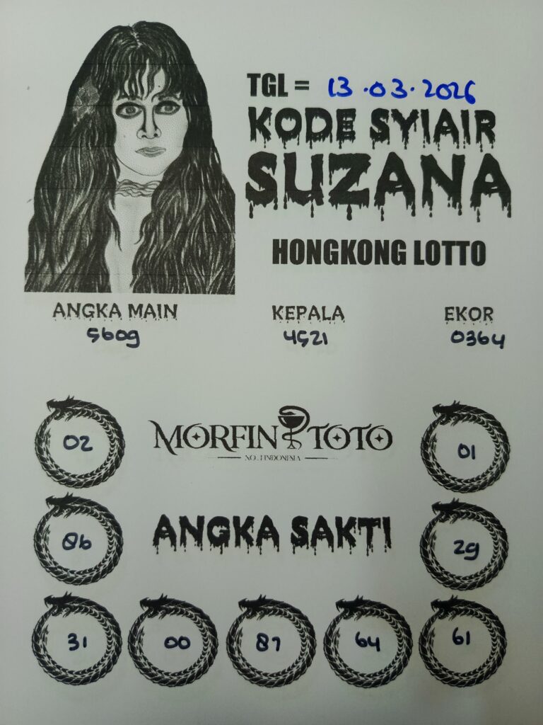 SYAIR TOGEL SUZANA  HONGKONG LOTTO 13 MARET 2026