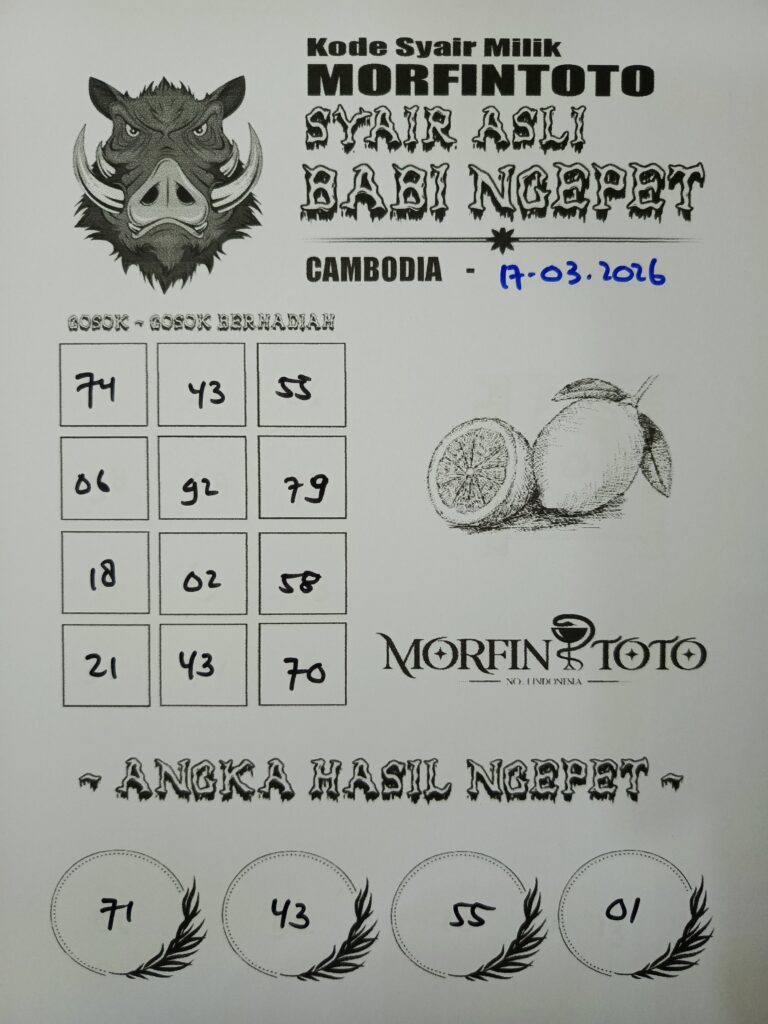 SYAIR TOGEL BABI NGEPET CAMBODIA 17 MARET 2026