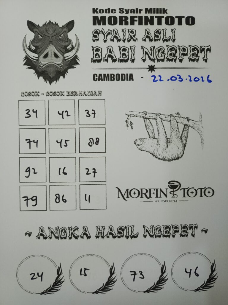 SYAIR TOGEL BABI NGEPET CAMBODIA 22 MARET 2026