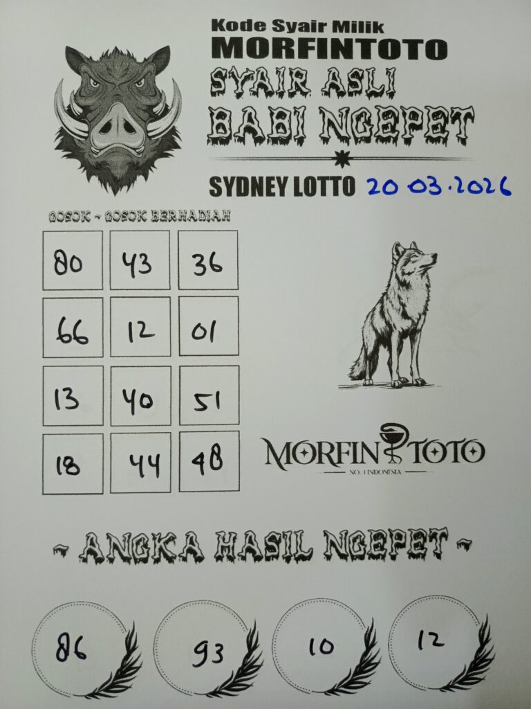 SYAIR TOGEL BABI NGEPET SYDNEY LOTTO 20 MARET 2026