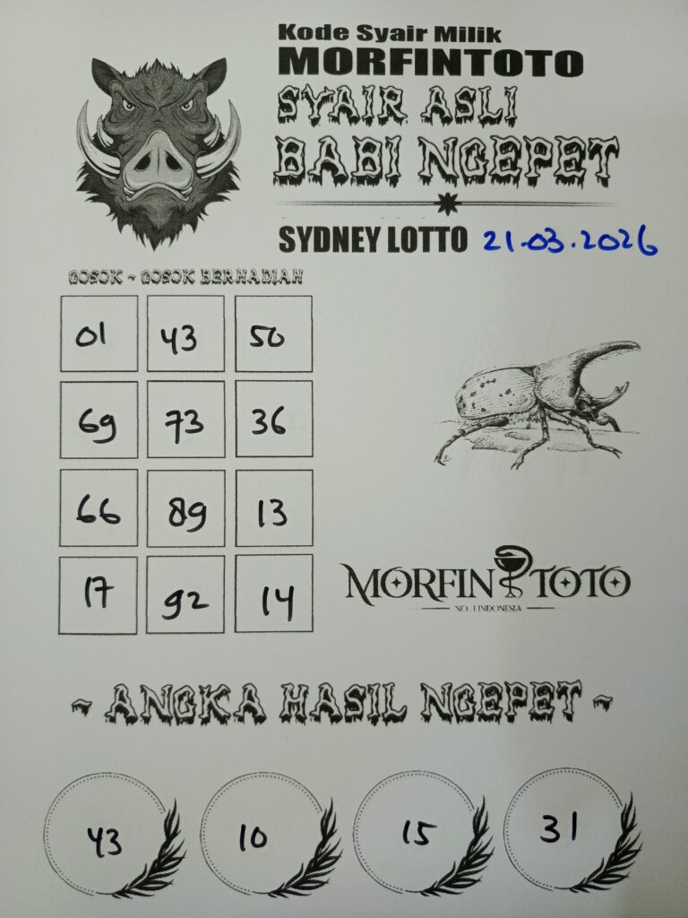 SYAIR TOGEL BABI NGEPET SYDNEY LOTTO 21 MARET 2026