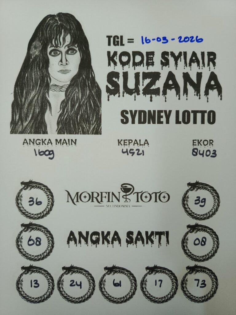 SYAIR TOGEL SUZANA SYDNEY LOTTO 16 MARET 2026
