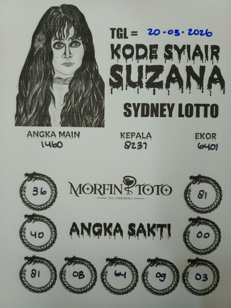 SYAIR TOGEL SUZANA SYDNEY LOTTO 20 MARET 2026