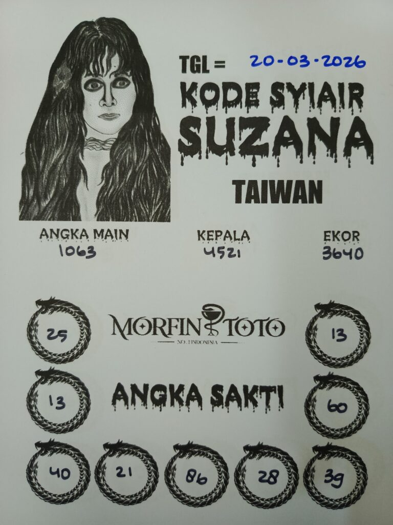 SYAIR TOGEL SUZANA TAIWAN  20 MARET 2026