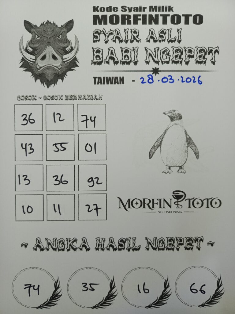 SYAIR TOGEL BABI NGEPET TAIWAN 28 MARET 2026