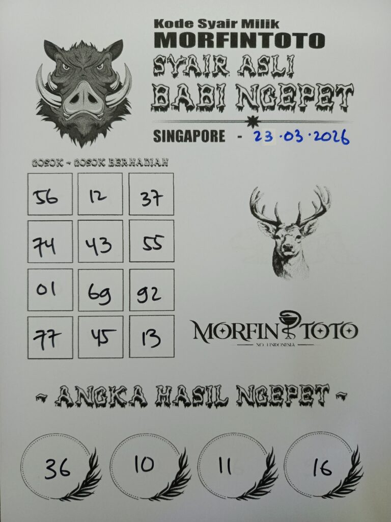 SYAIR TOGEL SINGAPORE BABI NGEPET 23 MARET 2026