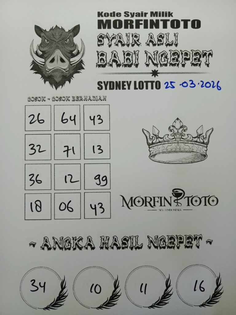 SYAIR TOGEL BABI NGEPET SYDNEY LOTTO 25 MARET 2026