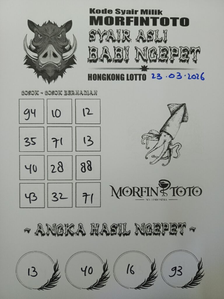 SYAIR TOGEL BABI NGEPET HONGKONG LOTTO 23 MARET 2026