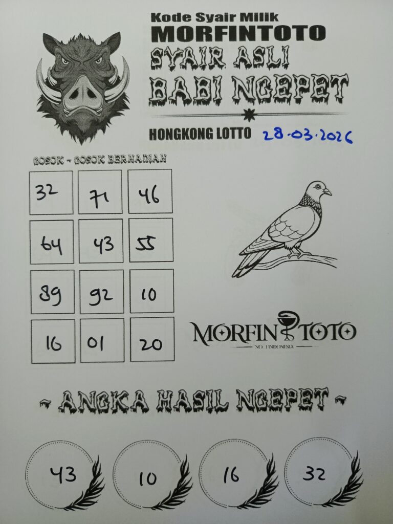 SYAIR TOGEL BABI NGEPET HONGKONG LOTTO 28 MARET 2026