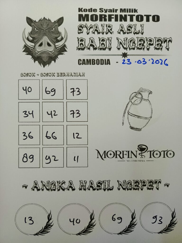 SYAIR TOGEL BABI NGEPET CAMBODIA 23 MARET 2026