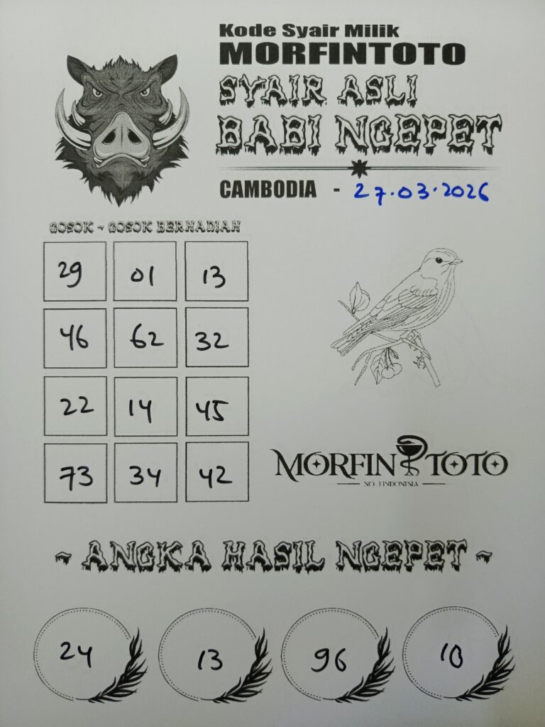 SYAIR TOGEL BABI NGEPET CAMBODIA 27 MARET 2027