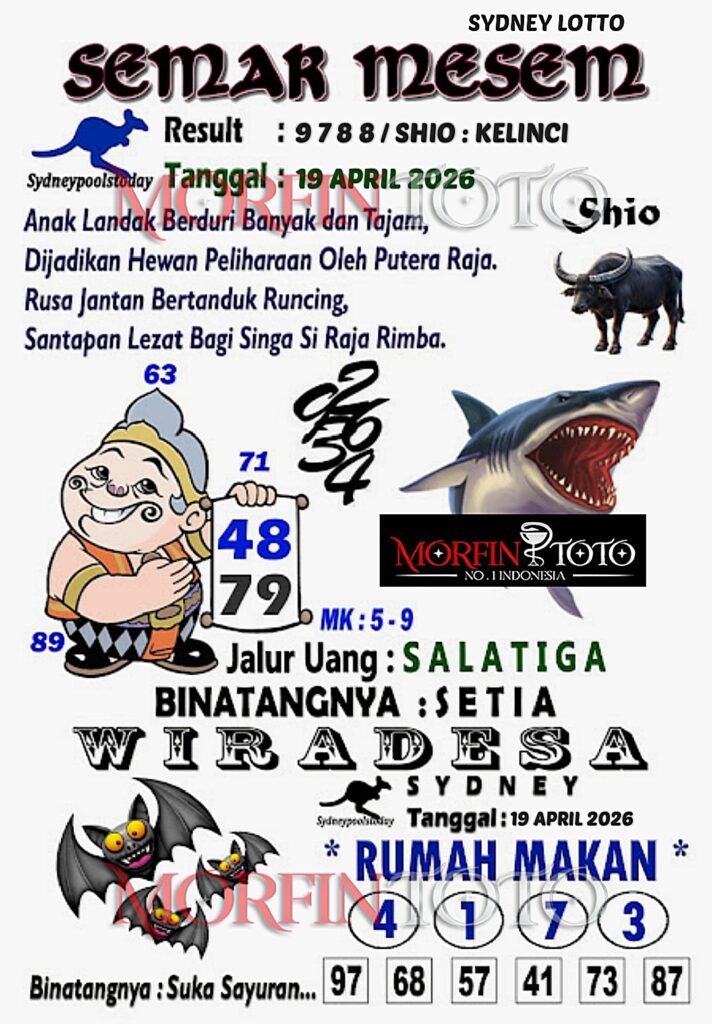SYAIR TOGEL SEMAR MESEM SYDNEY LOTTO 19 APRIL 2026