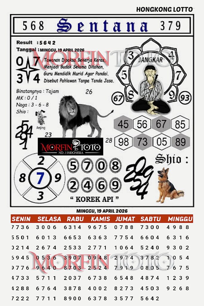 SYAIR TOGEL SENTANA  HONGKONG LOTTO 19 APRIL 2026