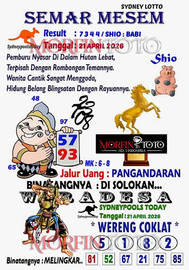 SYAIR TOGEL SEMAR MESEM SYDNEY LOTTO 21 APRIL 2126
