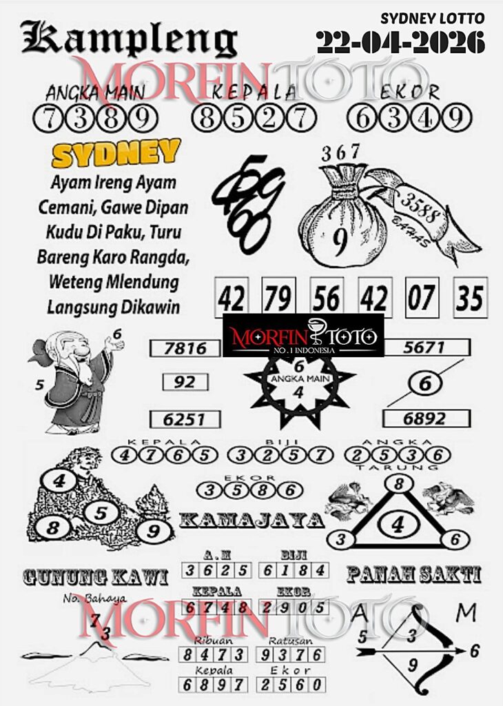 SYAIR TOGEL KAMPLENG SYDNEY LOTTO 22 APRIL 2226