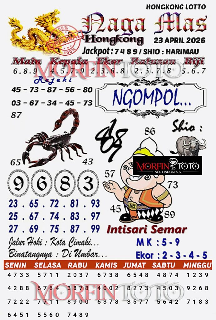 SYAIR TOGEL NAGA MAS  HONGKONG LOTTO 23 APRIL 2026