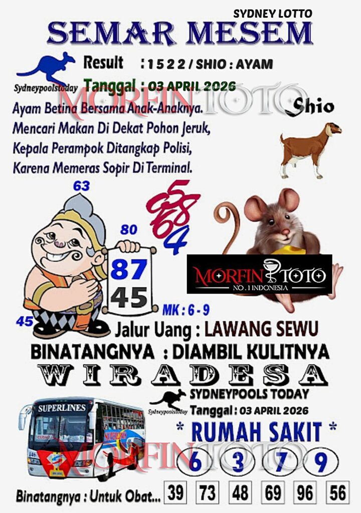 SYAIR TOGEL SEMAR MESEM SYDNEY LOTTO 03 APRIL 2026