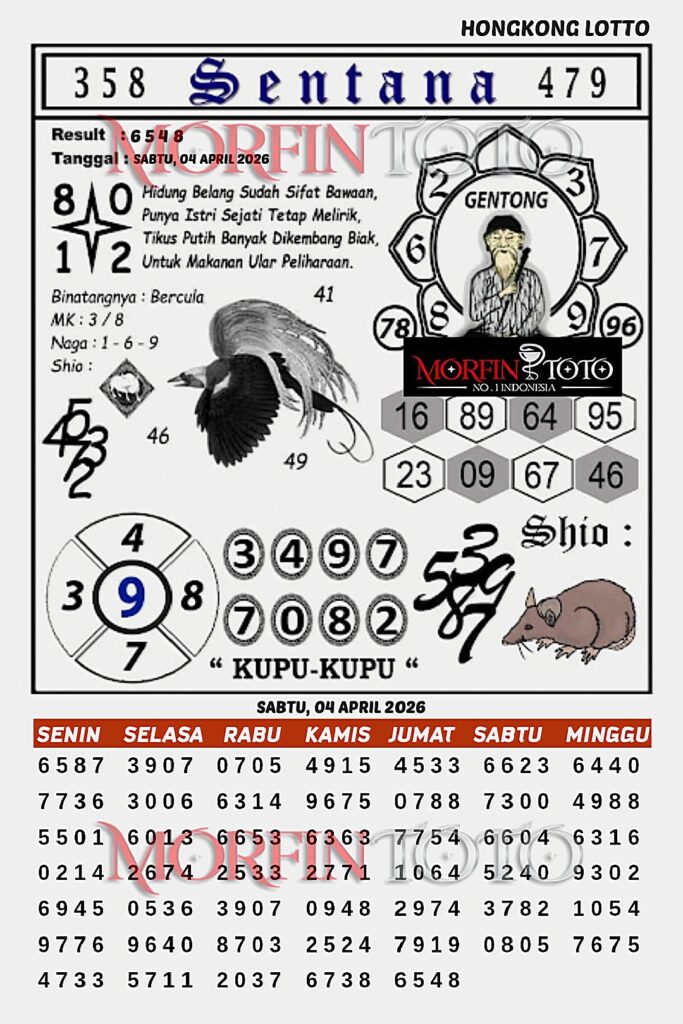 SYAIR TOGEL SENTANA  HONGKONG LOTTO 04 APRIL 2026