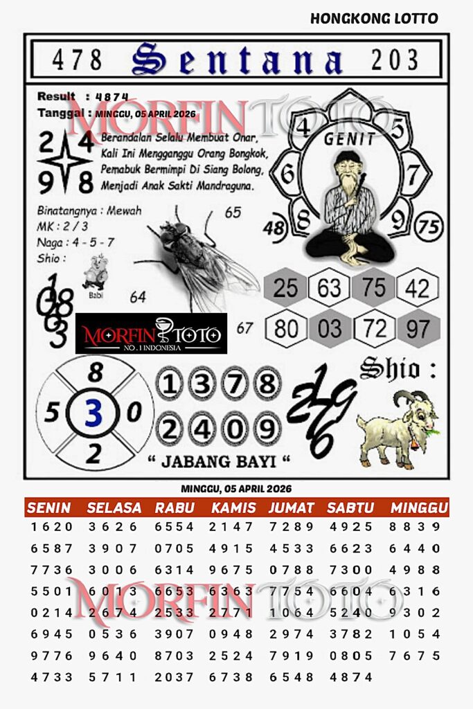 SYAIR TOGEL SENTANA  HONGKONG LOTTO 05 APRIL 2026