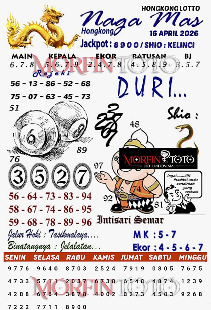 SYAIR TOGEL NAGA MAS  HONGKONG LOTTO 16 APRIL 2026