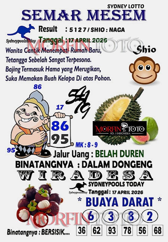 SYAIR TOGEL SEMAR MESEM SYDNEY LOTTO 17 APRIL 2026