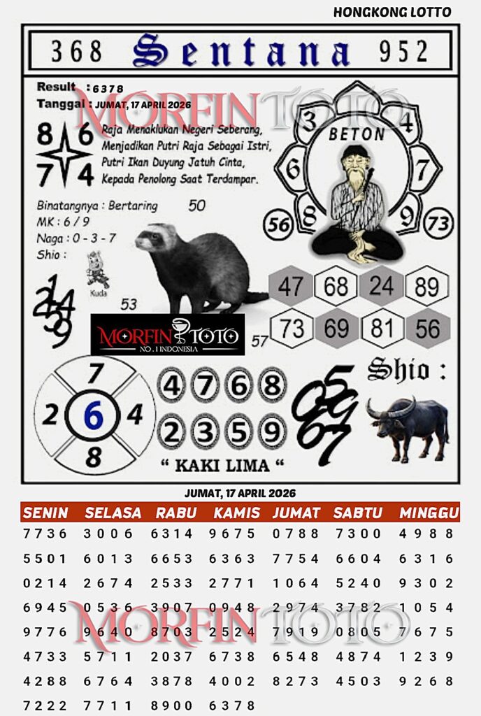 SYAIR TOGEL SENTANA  HONGKONG LOTTO 17 APRIL 2026