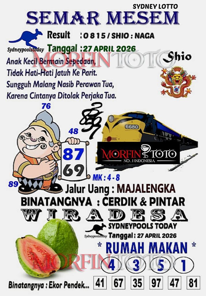 SYAIR TOGEL SEMAR MESEM SYDNEY LOTTO 27 APRIL 2026