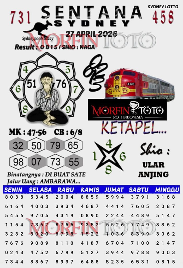 SYAIR TOGEL SENTANA SYDNEY LOTTO 27 APRIL 2026