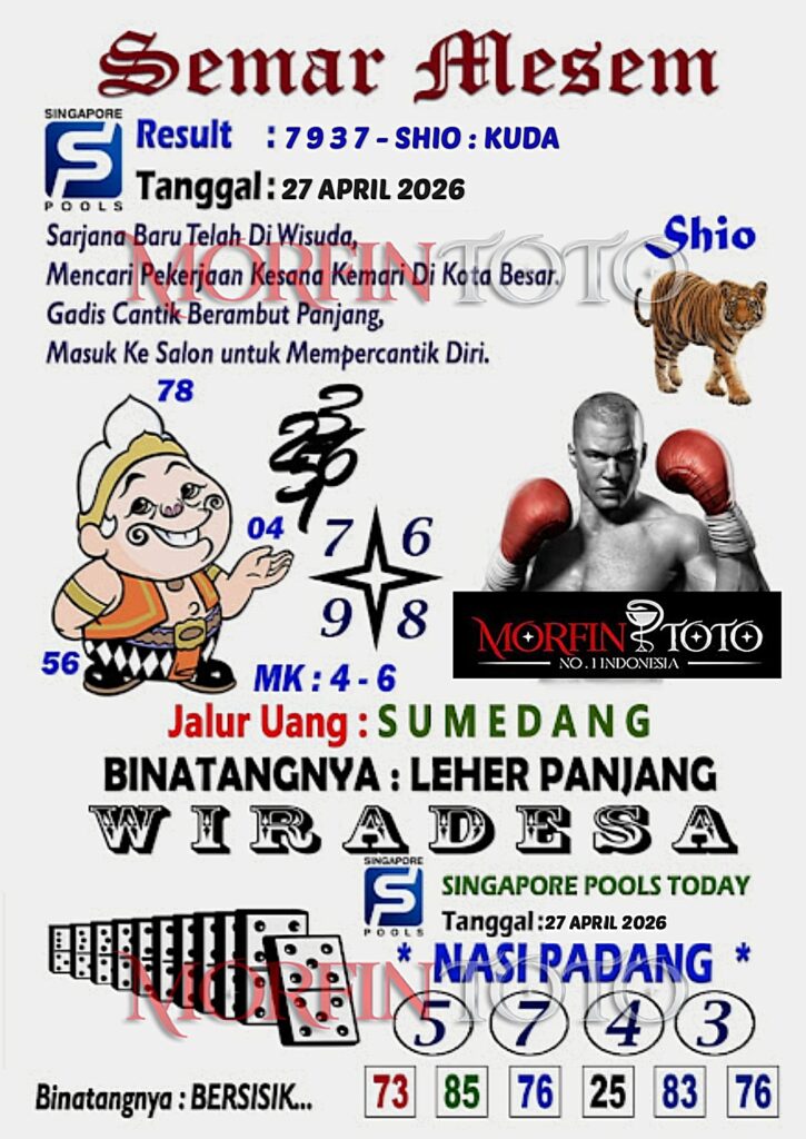 SYAIR TOGEL SINGAPORE SEMAR MESEM 27 APRIL 2026